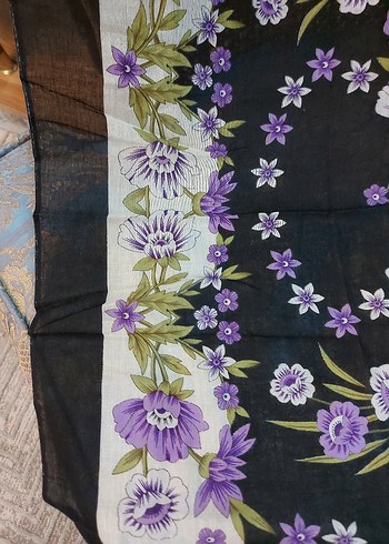 Mor Çiçekli Tülbent, Yemeni, Yazma - Görsel 7