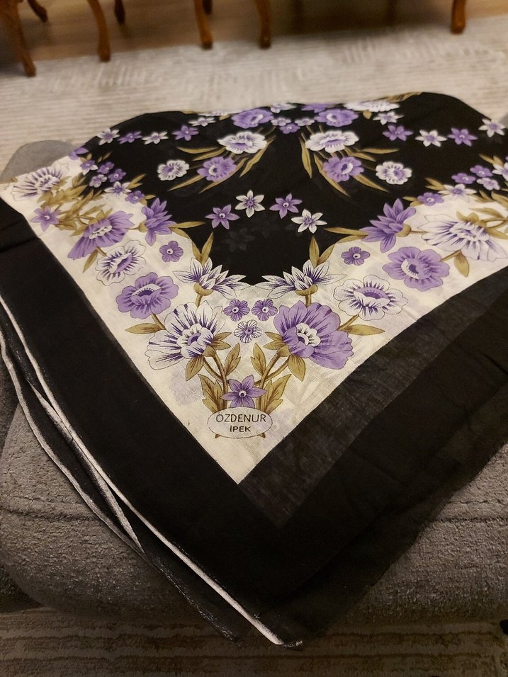 Mor Çiçekli Tülbent, Yemeni, Yazma - Görsel 5