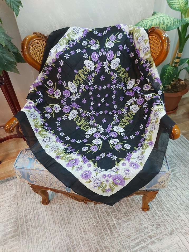 Mor Çiçekli Tülbent, Yemeni, Yazma - Görsel 4