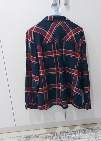 Bordo Ekoseli Uzun Kollu Rahat Kadın Gömlek - Görsel 2