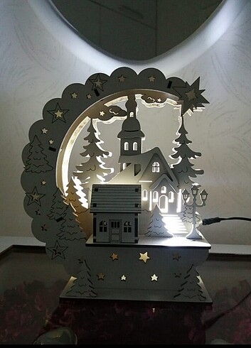 Ahşap gece lambası dekoratif süs