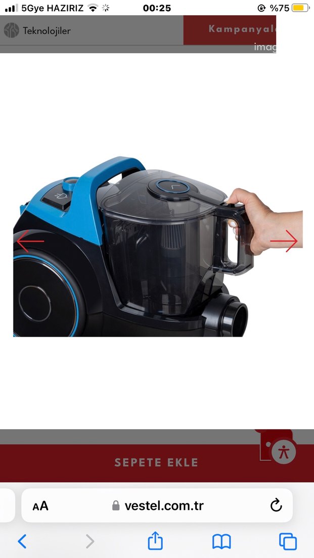 Vestel H30 M Toz Torbasız Mavi Elektrikli Süpürge - Görsel 2