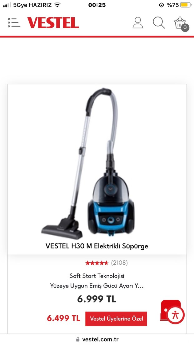 Vestel H30 M Toz Torbasız Mavi Elektrikli Süpürge - Görsel 5