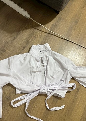 Trendyol & Milla Beyaz Kısa Keten Halter Yaka Kadın Gömlek