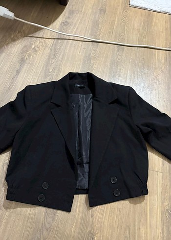Düğmeli Siyah Kadın Blazer Ceket
