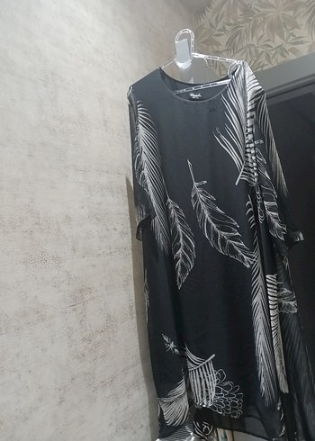 Bohem Siyah Desenli Uzun Kollu Elbise - Görsel 2