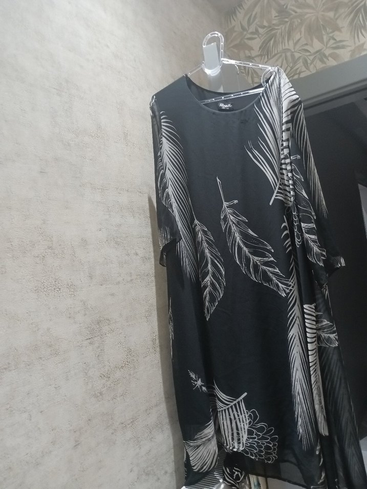 Bohem Siyah Desenli Uzun Kollu Elbise - Görsel 2