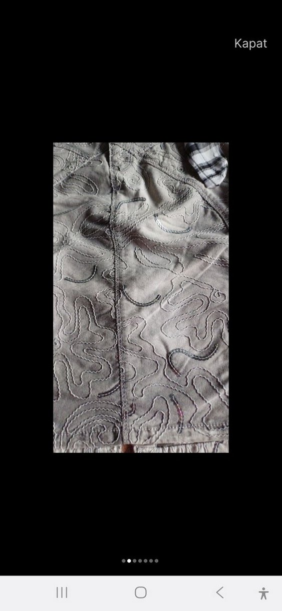 Nakışlı, Kemerli Gri Midi boy kot etek - Görsel 2