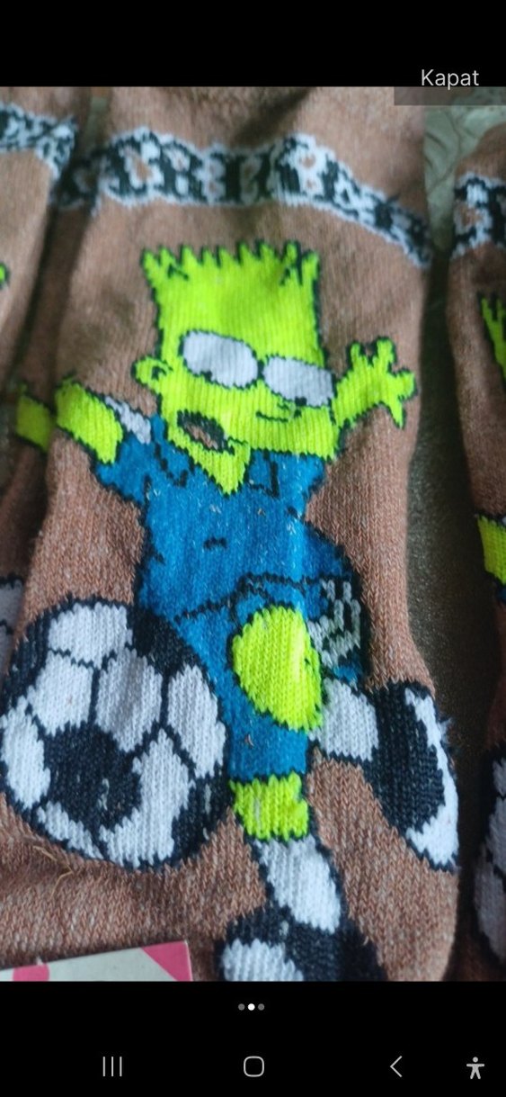 Kız Çocuk Renkli Baskılı Pamuklu Çorap - Görsel 2