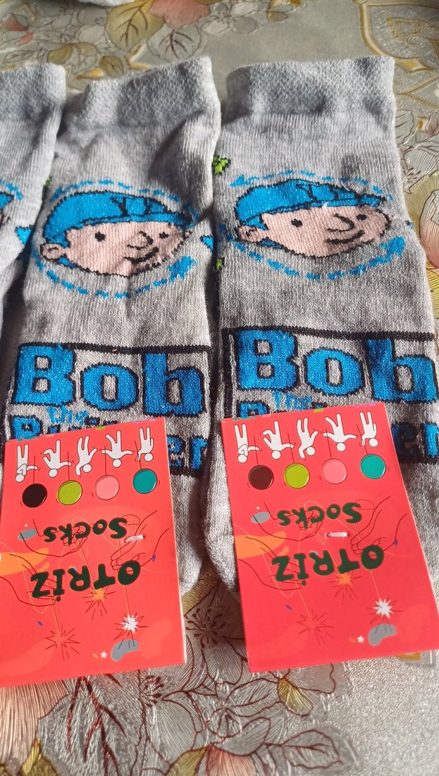 Erkek Çocuk Renkli Baskılı Gri Çorap - Görsel 2