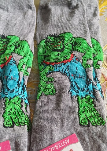 Gri Erkek Çocuk Baskılı Çorap Hulk Desenli - Görsel 2