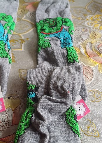 Gri Erkek Çocuk Baskılı Çorap Hulk Desenli - Görsel 4