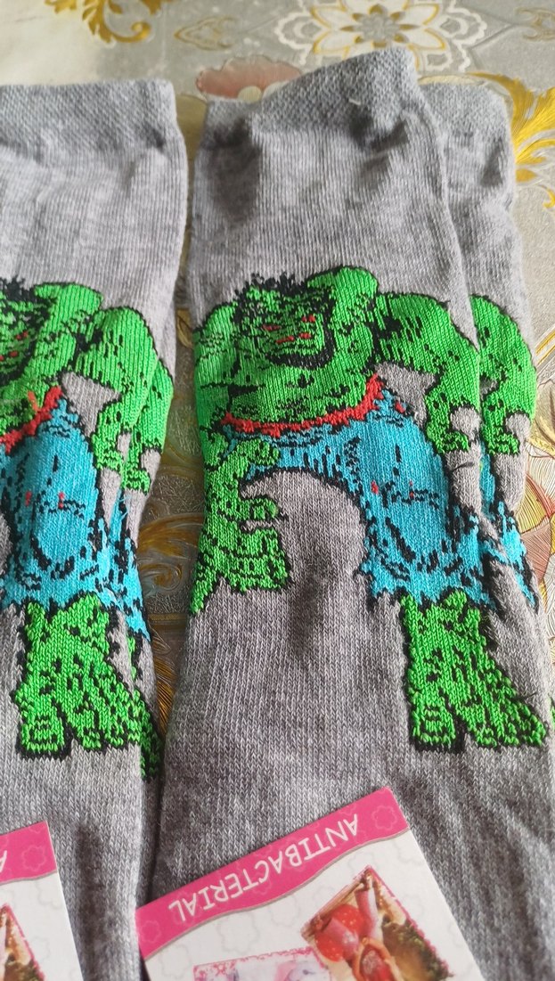 Gri Erkek Çocuk Baskılı Çorap Hulk Desenli - Görsel 2