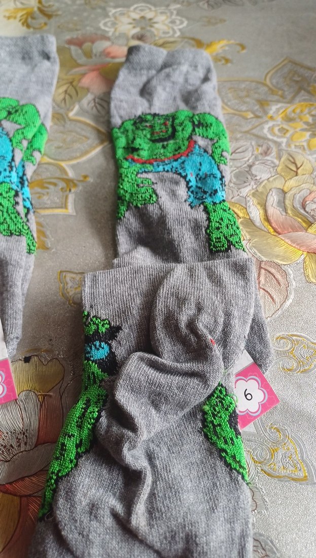 Gri Erkek Çocuk Baskılı Çorap Hulk Desenli - Görsel 4