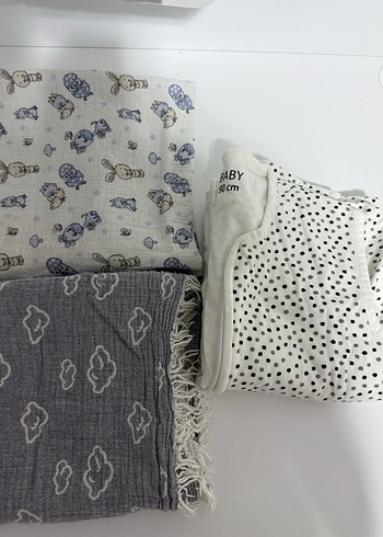 Gri çift katlı müslinBebek Battaniyesi - Görsel 2