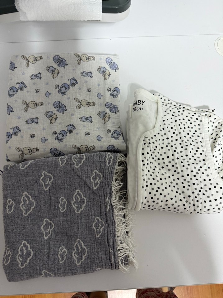 Gri çift katlı müslinBebek Battaniyesi - Görsel 3