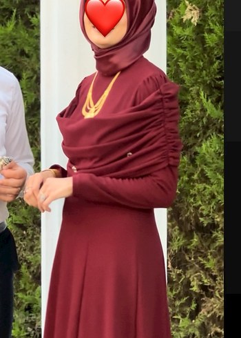 diğer Beden bordo Renk Tesettür Abiye