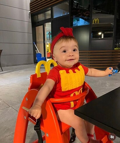 3-6 Ay Beden kırmızı Renk Bebek Patates Kızartması Kostümü