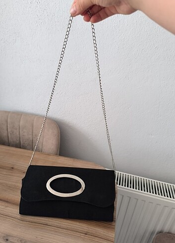 Siyah süet pörtföy çanta - Görsel 3