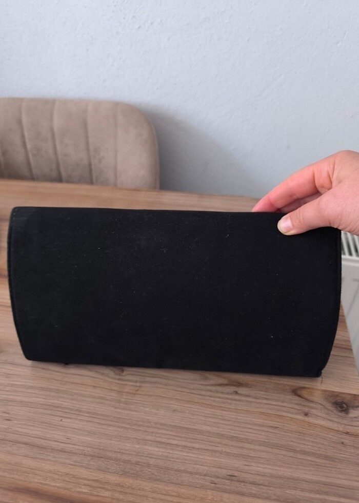 Siyah süet pörtföy çanta - Görsel 2