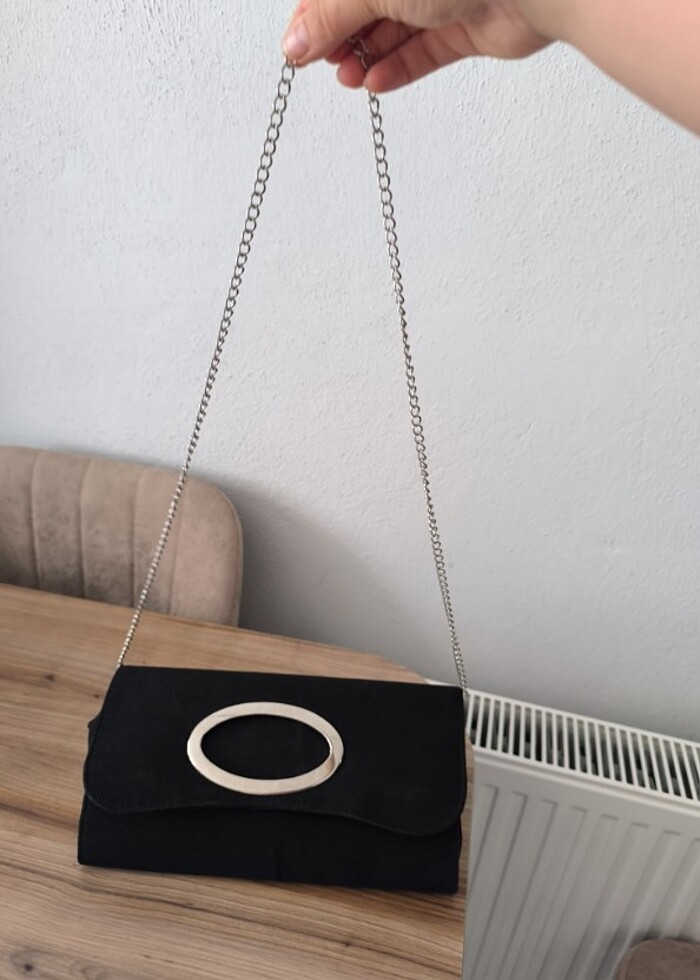 Siyah süet pörtföy çanta - Görsel 3