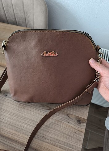 Kahverengi deri çapraz çanta - Görsel 4
