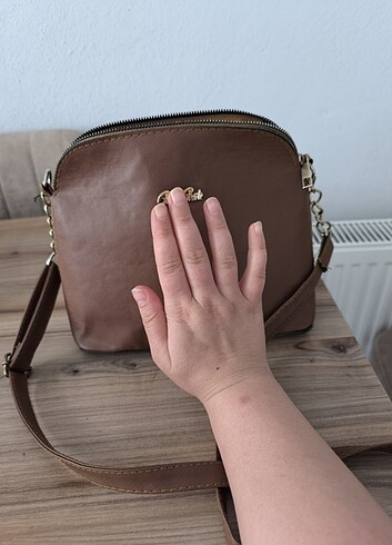 Kahverengi deri çapraz çanta - Görsel 6