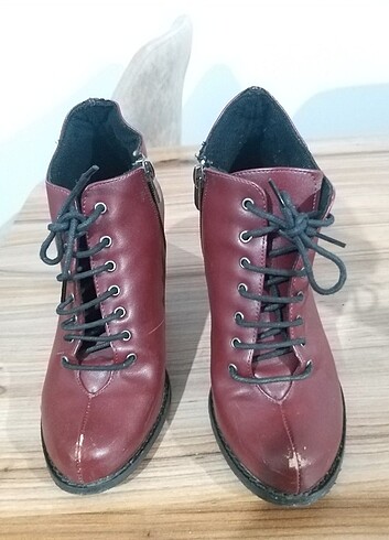 Bordo deri topuklu bot  - Görsel 3