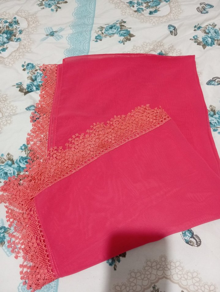 Dantel Kenarlı Pembe namaz örtüsü - Görsel 3
