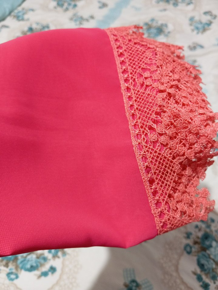 Dantel Kenarlı Pembe namaz örtüsü - Görsel 2