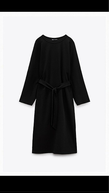 Zara siyah uzun kemerli elbise