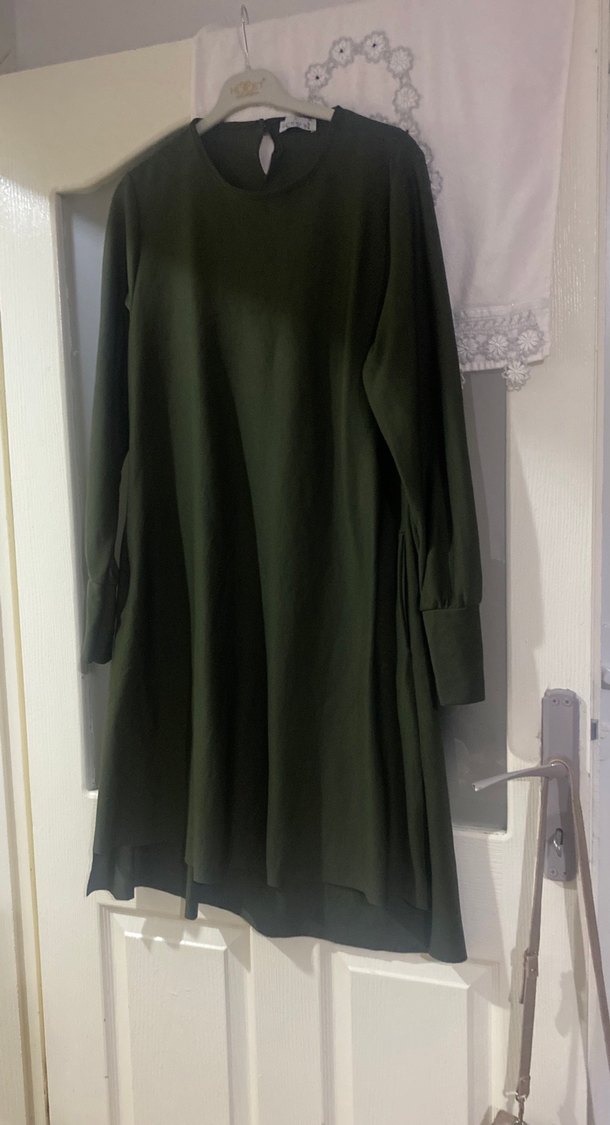 Uzun Kollu, Salaş Kesim Yeşil Tunik - Görsel 2