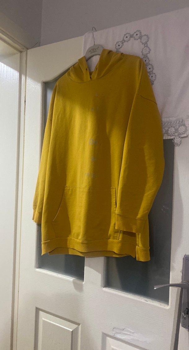 Sarı Kapüşonlu Midi Boy Sweatshirt - Görsel 2