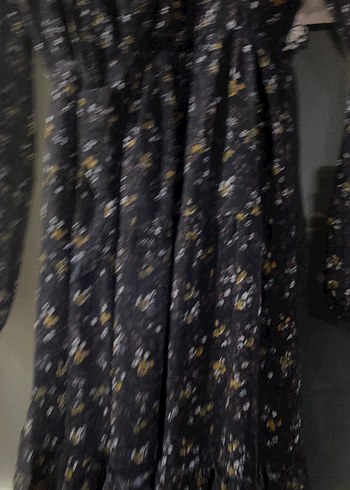 Uzun Kol, V Yakalı Mavi Bohem Elbise - Görsel 3