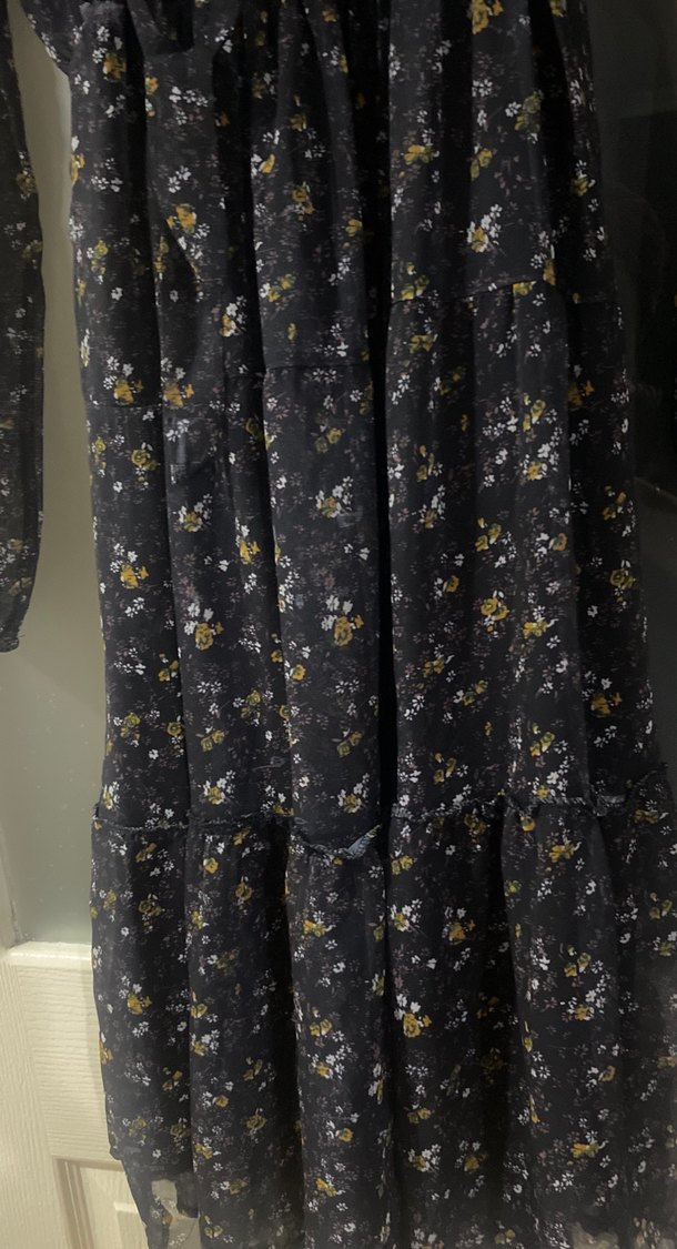 Uzun Kol, V Yakalı Mavi Bohem Elbise - Görsel 4