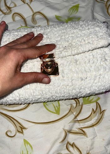 Örgü Beyaz Kadın Çanta - Görsel 5