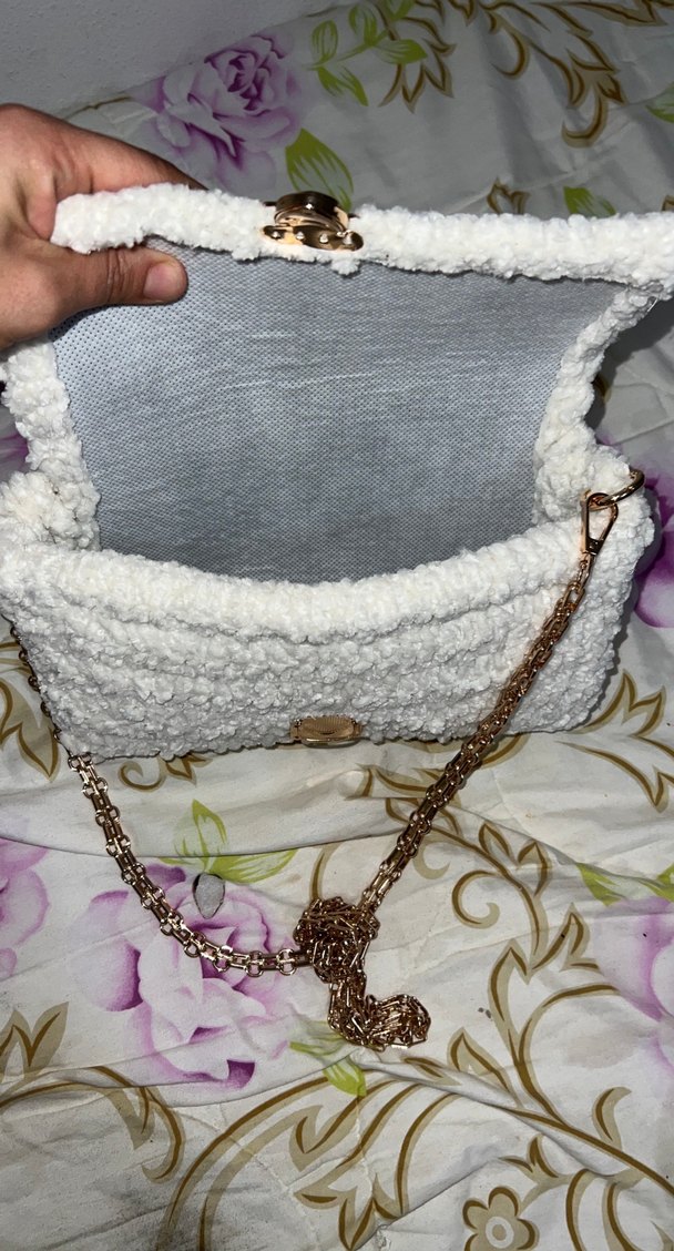 Örgü Beyaz Kadın Çanta - Görsel 3