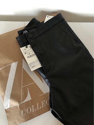 Zara Zara Siyah Deri Pantolon