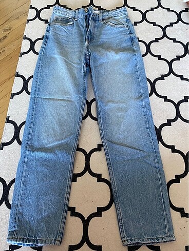 Bershka Mavi Mom Jean Kot