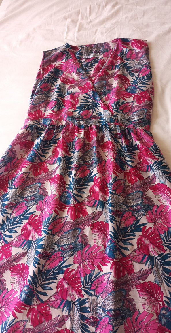 Pembe Bohem Diz altı elbise - Görsel 2