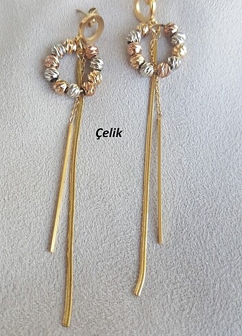 Boncuklu çelik küpe 
