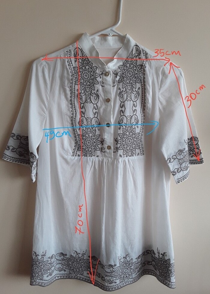 İşlemeli pamuk bluz - Görsel 4