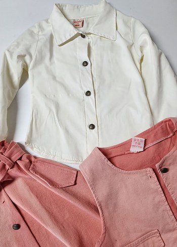 sıfır ve hatali Pembe  Kız Uzun Kollu 3lü Takım - Görsel 3