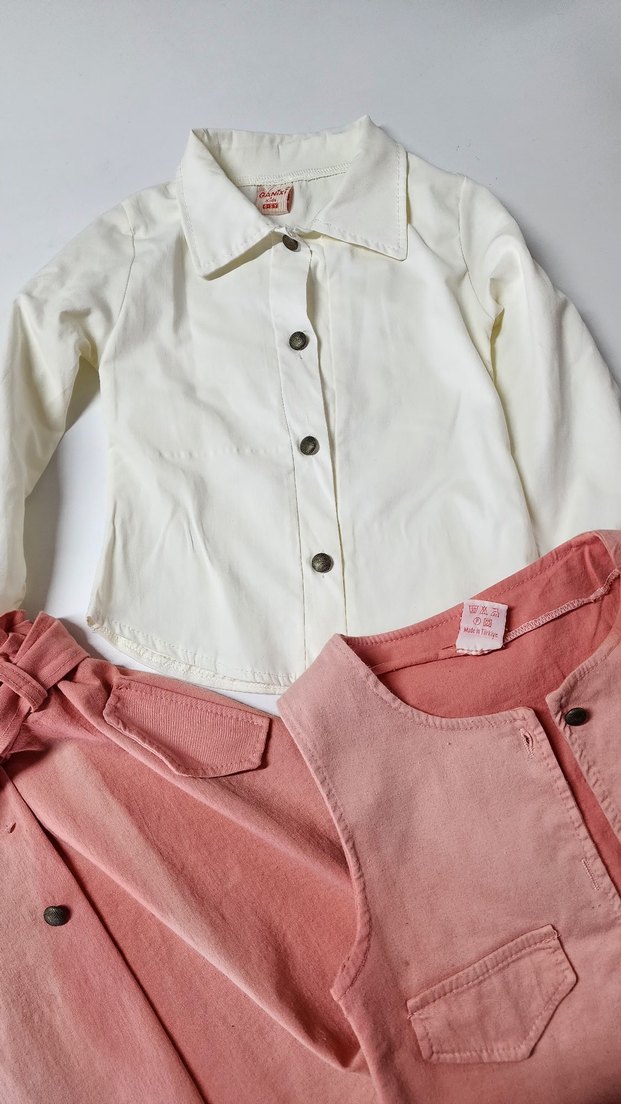 sıfır ve hatali Pembe  Kız Uzun Kollu 3lü Takım - Görsel 3