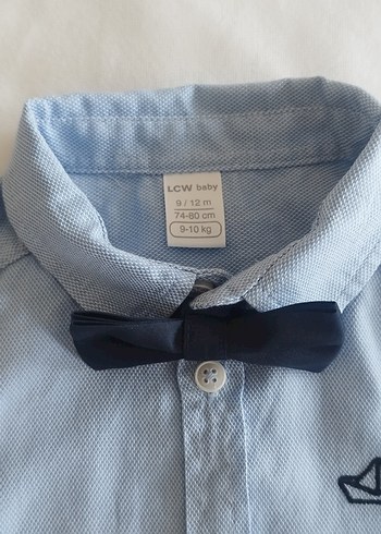 LC Waikiki Mavi Denim Kısa Kollu Papyonlu Erkek Gömlek