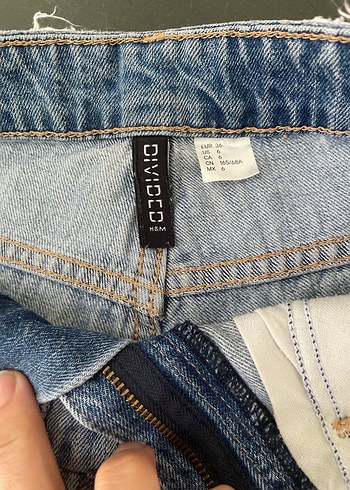 Gri Mavi Bol Kesim Mini Denim Şort - Görsel 2