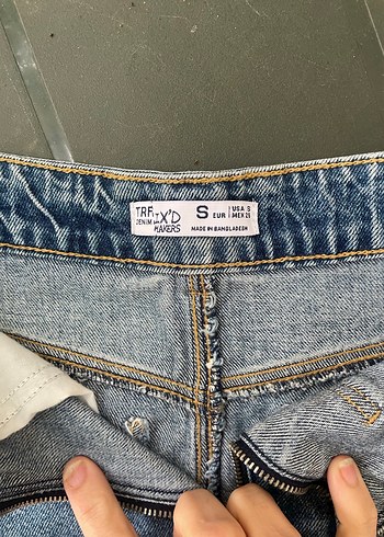 Kadın Mavi Denim Mini Etek Fermuarlı - Görsel 3