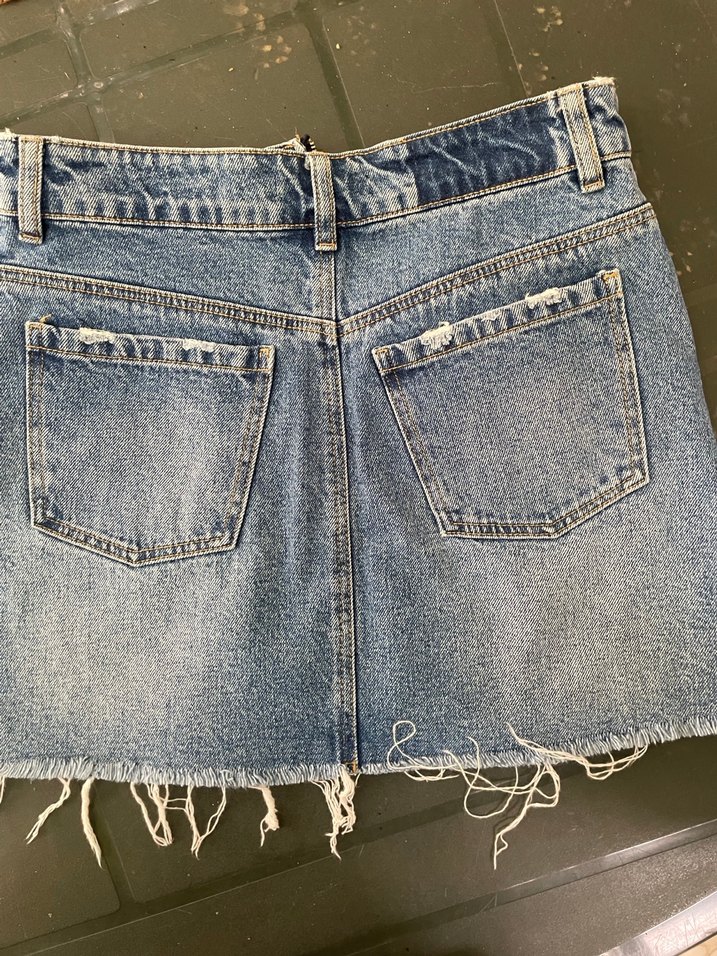 Kadın Mavi Denim Mini Etek Fermuarlı - Görsel 2