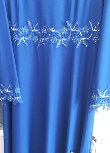 46 Beden mavi Renk Tesettür Abiye elbise 