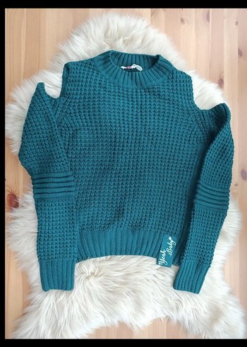 Koton Ole Turkuaz Örgü Kadın Kazak - Görsel 2